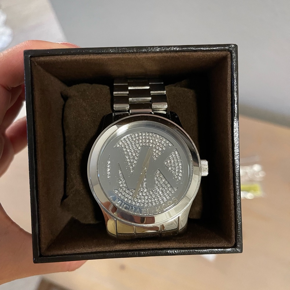 Michael Kors Silver Rhinestone Studded Watch